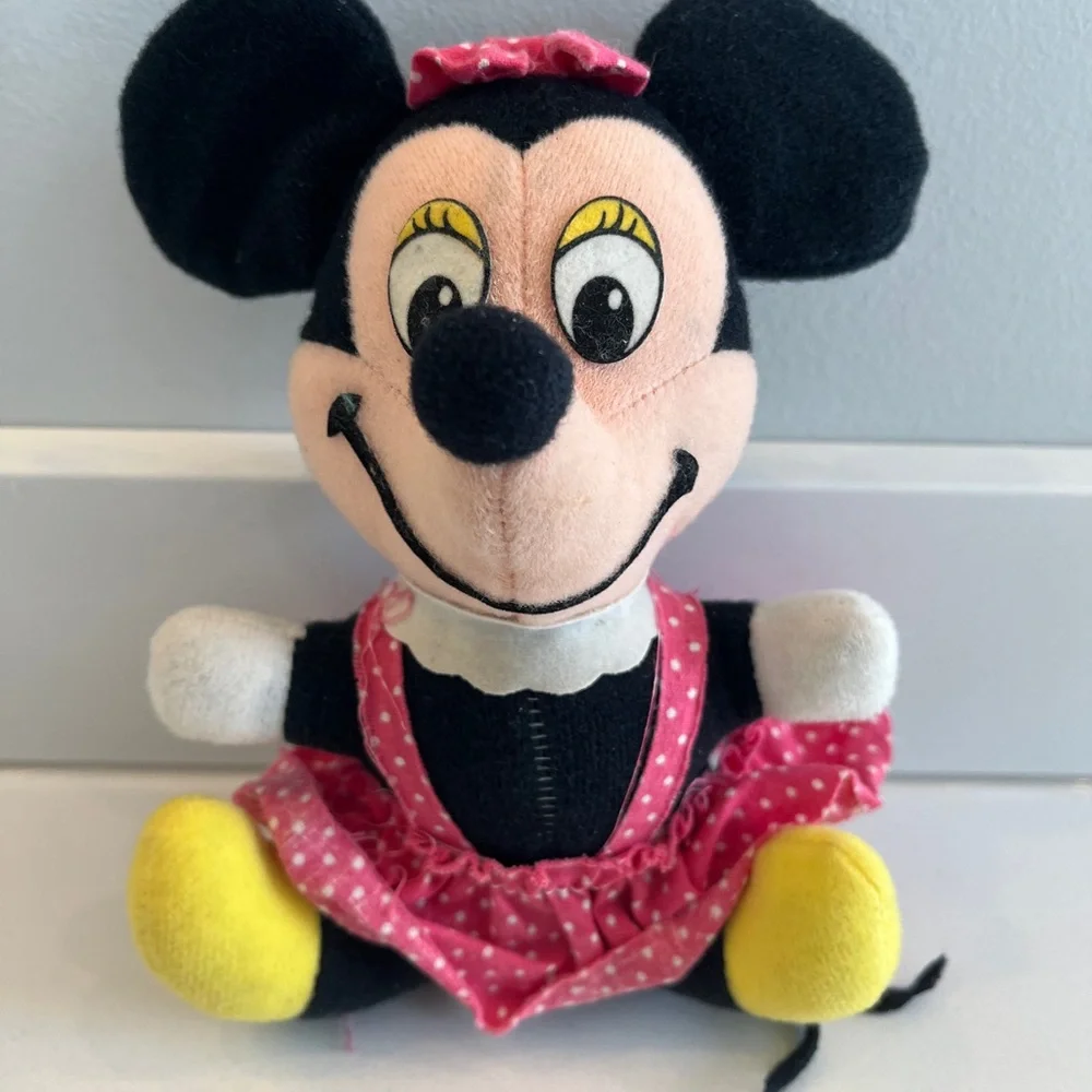 Vintage Disney Minnie Mouse Plush - Black, Pink, Yellow